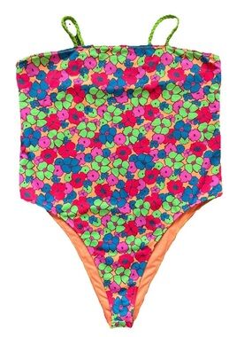 Frankies Bikinis SZ XL Stella
One Piece Neon Floral
Strappy Cheeky Swimsuit